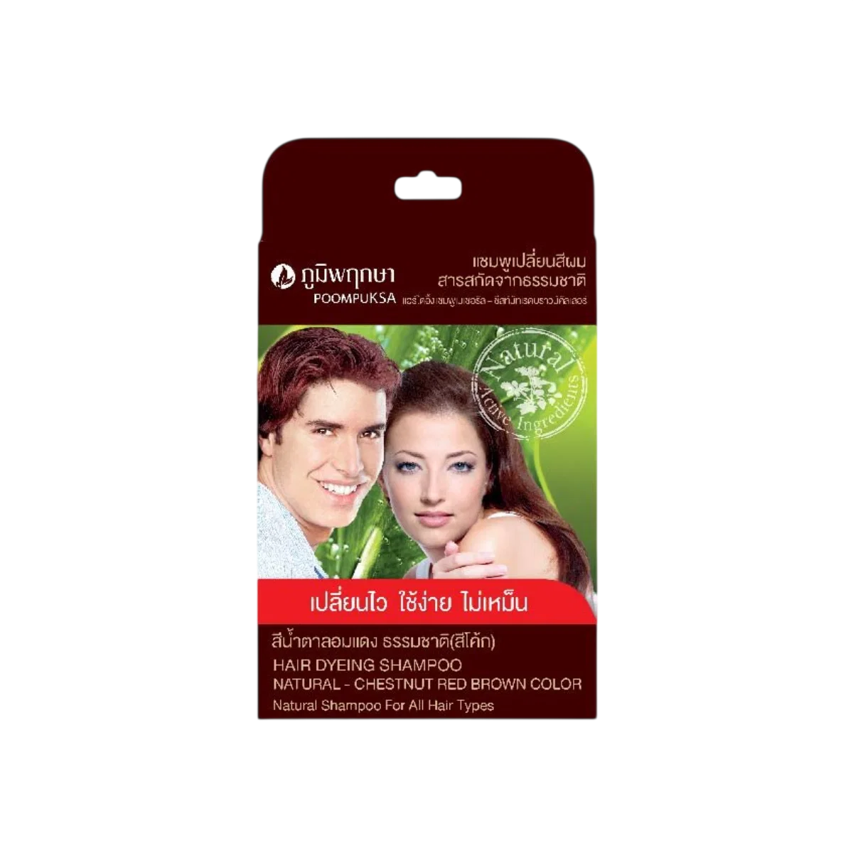 Hair Dye Shampoo Natural Chestnut Red Brown